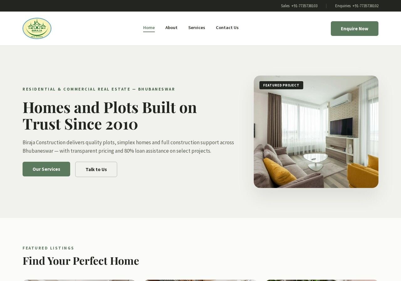 Biraja Construction website