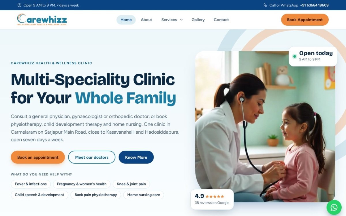 Carewhizz clinic website
