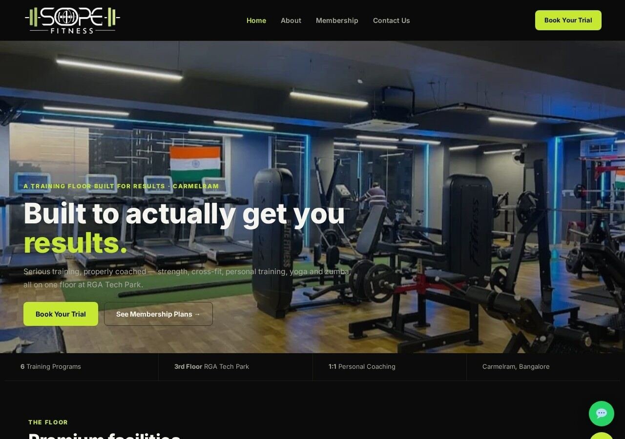 Scope Fitness website