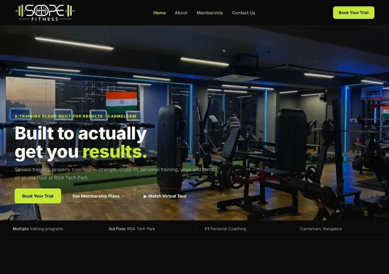 Scope Fitness website